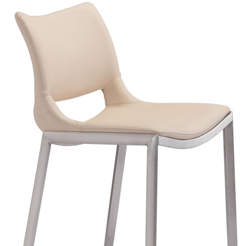 Set of Two 29" Light Pink And Silver Steel Low Back Bar Height Bar Chairs-Bar Chairs-DECOROLALA
