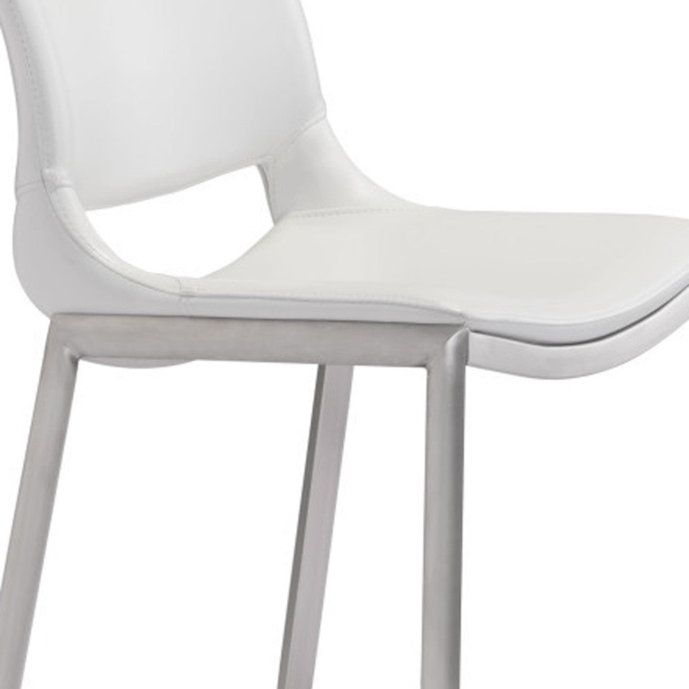 Set of Two 29" White And Silver Steel Low Back Bar Height Bar Chairs-Bar Chairs-DECOROLALA