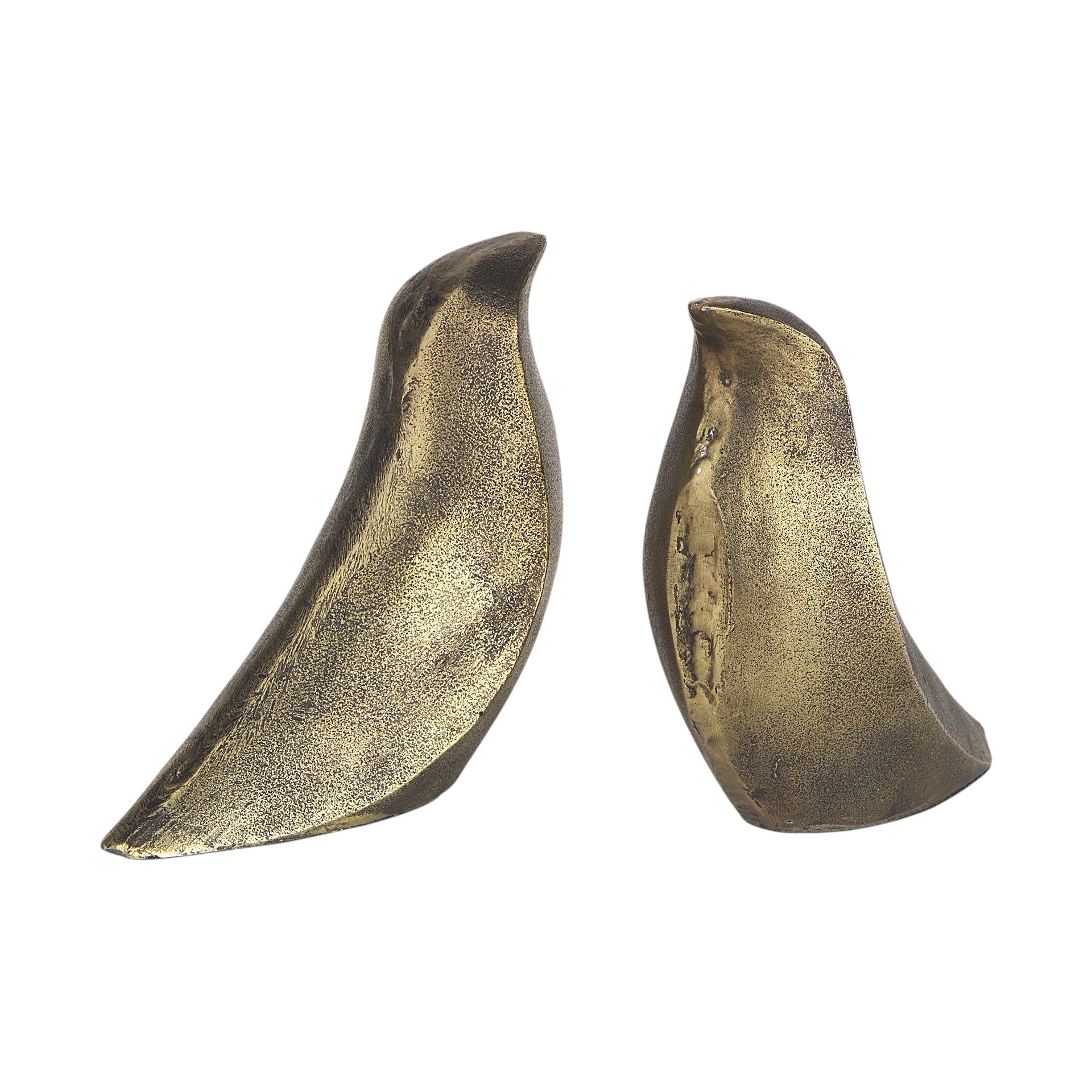 Set of Two 3" Gold Metal Bird Decorative Bookends-Sculptures-DECOROLALA