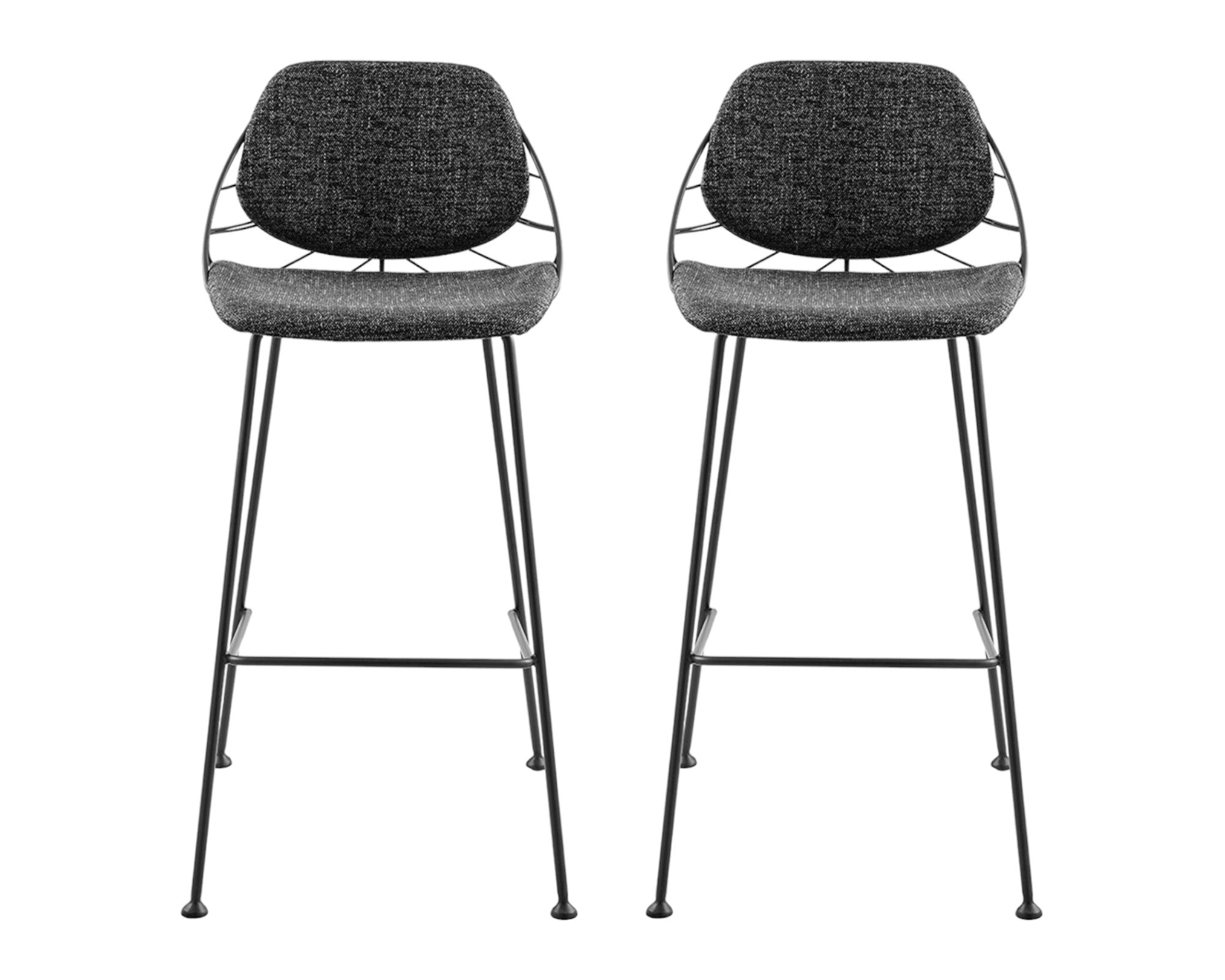 Set of Two 30" Black Steel Low Back Bar Height Bar Chairs-Bar Chairs-DECOROLALA