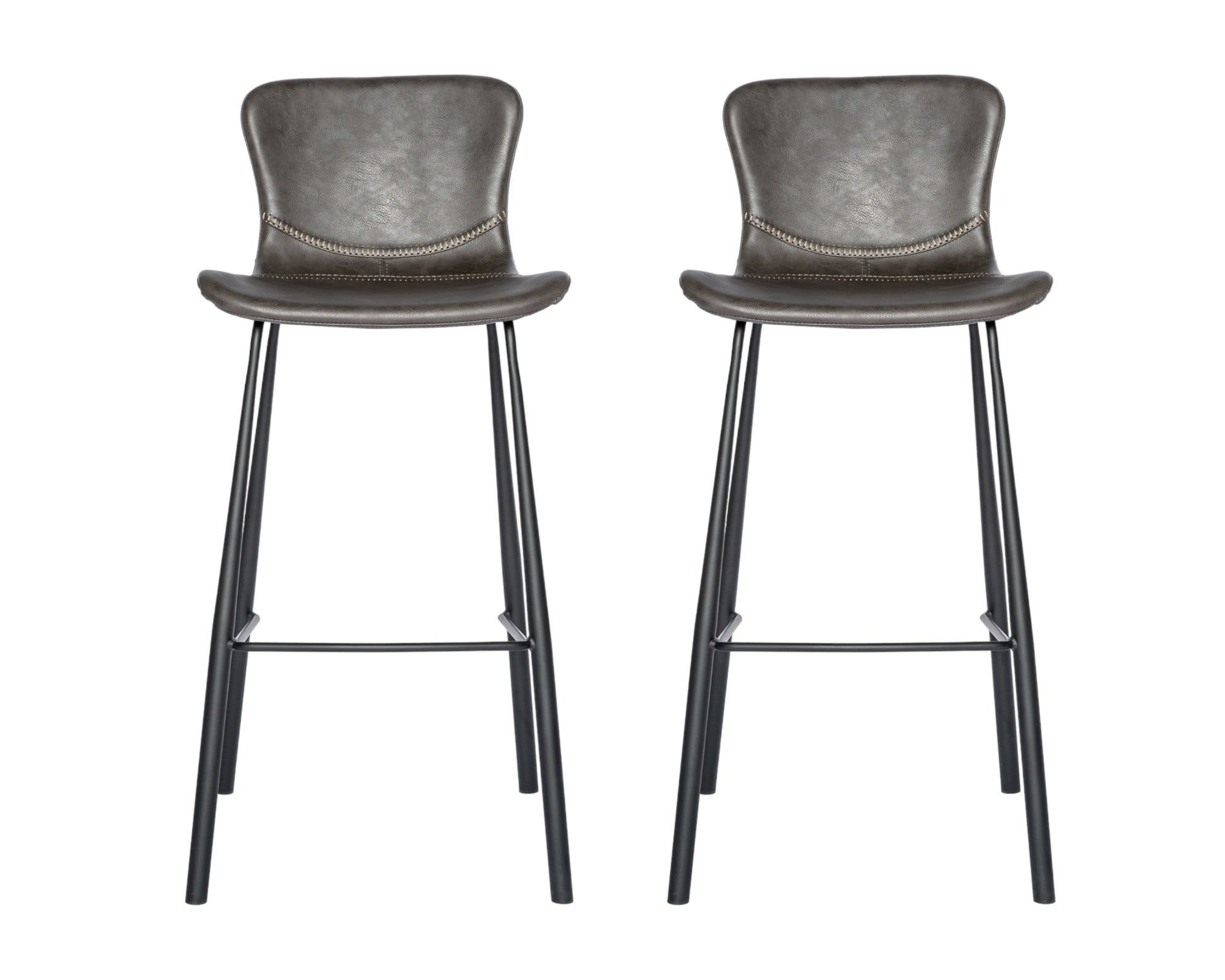 Set of Two 30" Gray And Black Steel Low Back Bar Height Bar Chairs-Bar Chairs-DECOROLALA