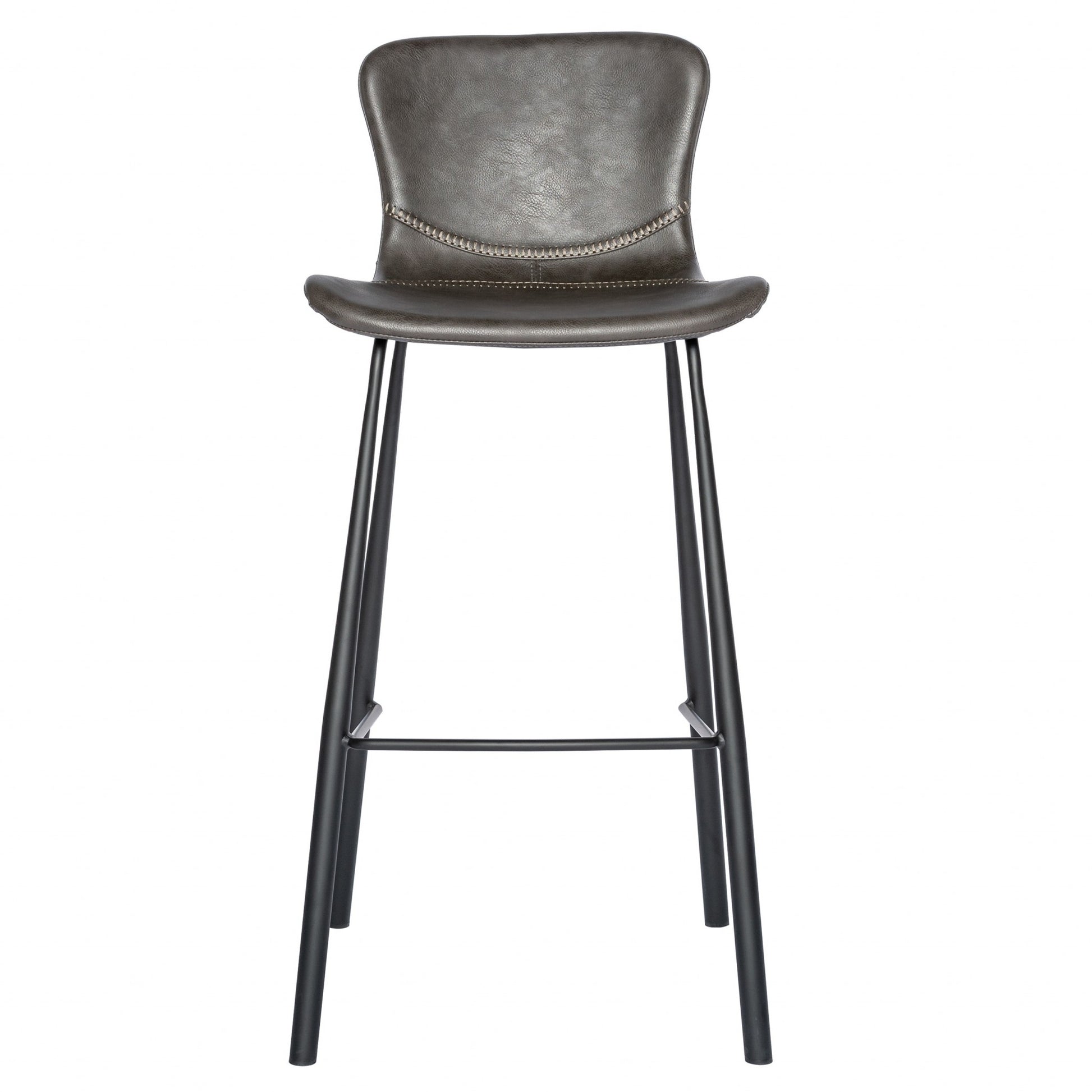 Set of Two 30" Gray And Black Steel Low Back Bar Height Bar Chairs-Bar Chairs-DECOROLALA