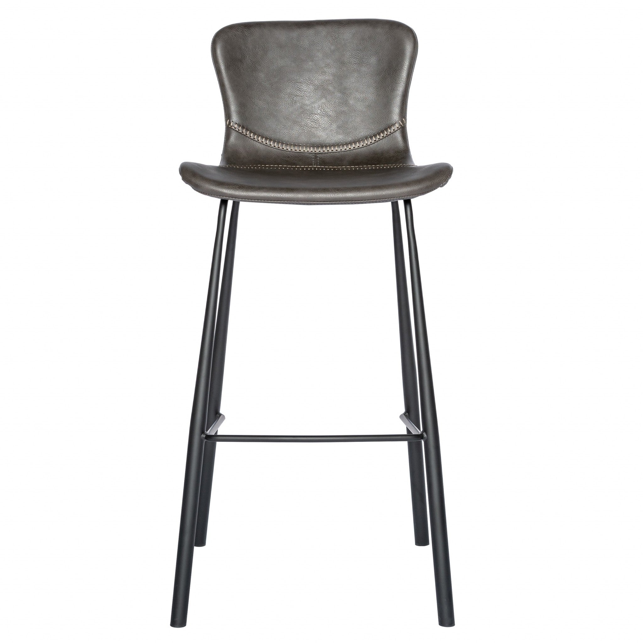 Set of Two 30" Gray And Black Steel Low Back Bar Height Bar Chairs-Bar Chairs-DECOROLALA