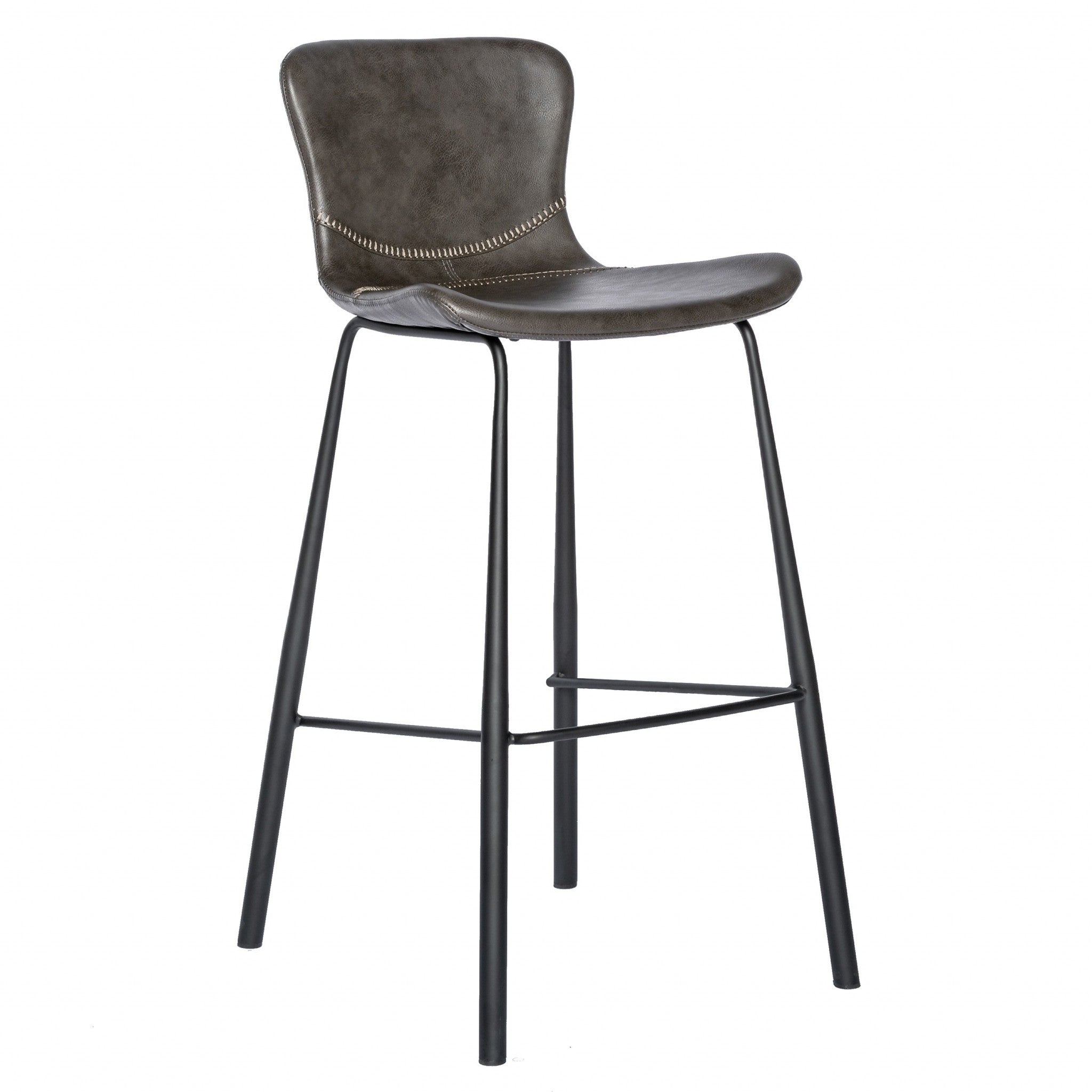 Set of Two 30" Gray And Black Steel Low Back Bar Height Bar Chairs-Bar Chairs-DECOROLALA