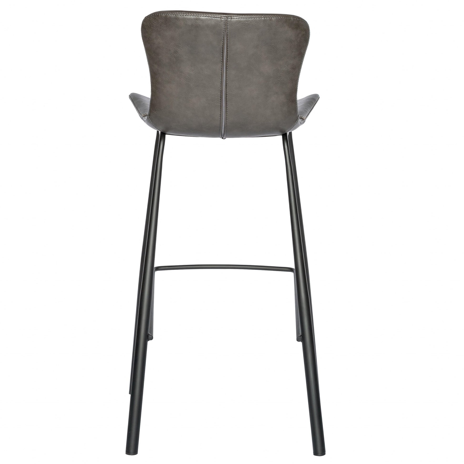 Set of Two 30" Gray And Black Steel Low Back Bar Height Bar Chairs-Bar Chairs-DECOROLALA