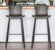 Set of Two 30" Gray And Black Steel Low Back Bar Height Bar Chairs-Bar Chairs-DECOROLALA