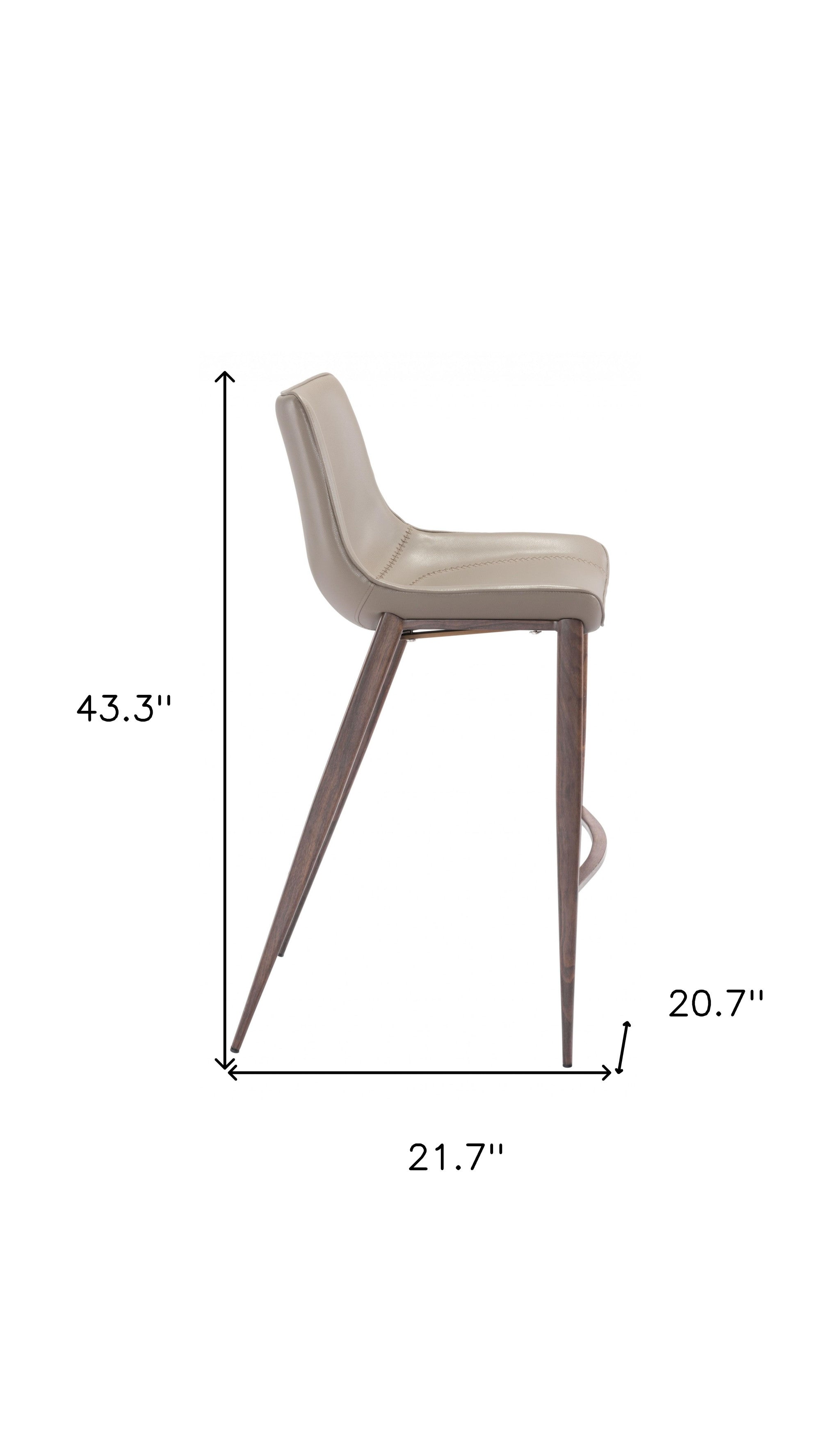 Set of Two 30" Gray And Brown Steel Low Back Bar Height Bar Chairs-Bar Chairs-DECOROLALA