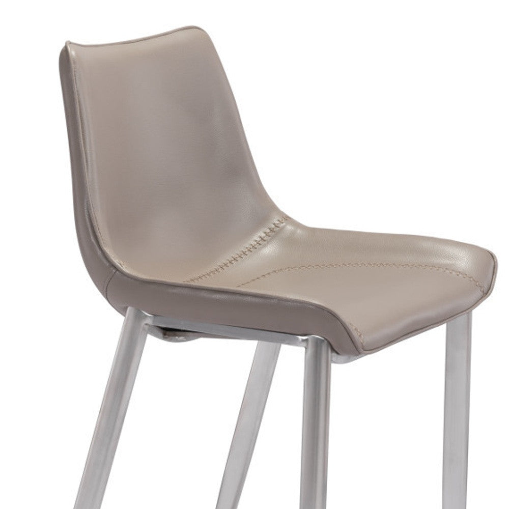 Set of Two 30" Gray And Silver Steel Low Back Bar Height Bar Chairs-Bar Chairs-DECOROLALA