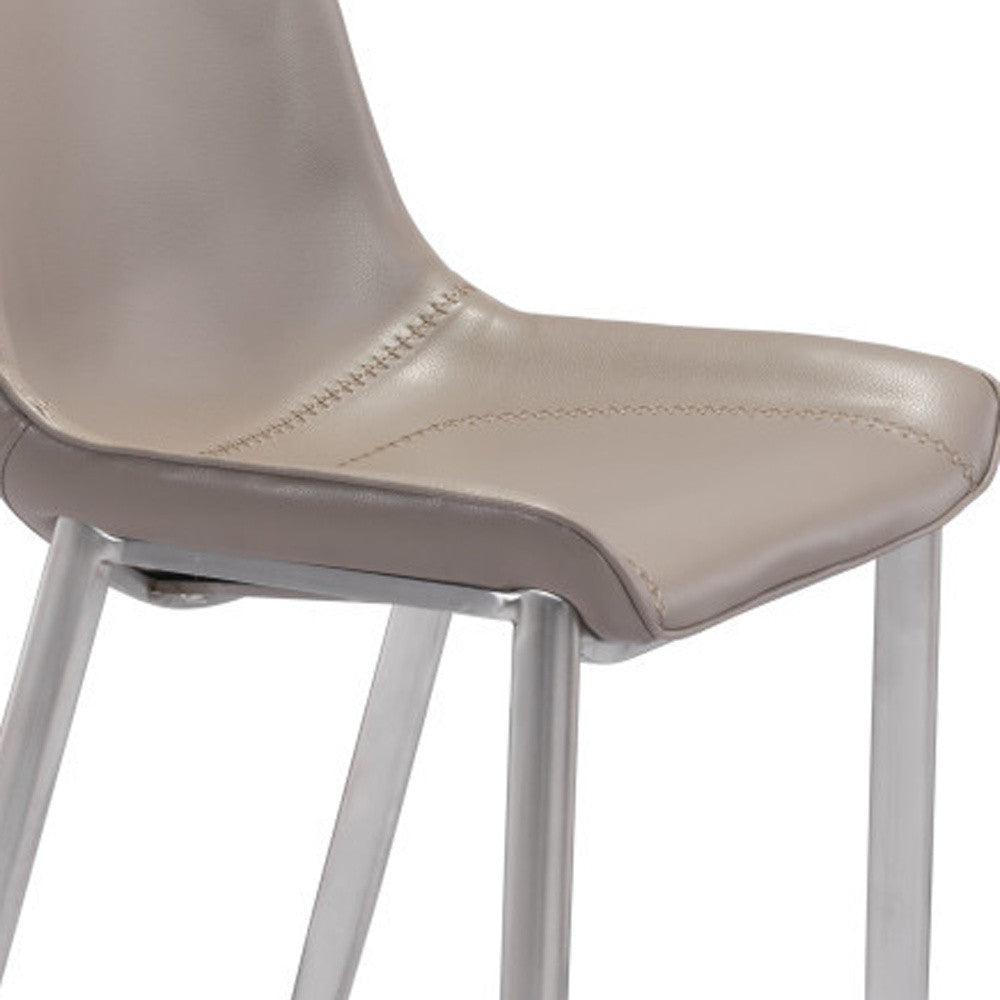 Set of Two 30" Gray And Silver Steel Low Back Bar Height Bar Chairs-Bar Chairs-DECOROLALA