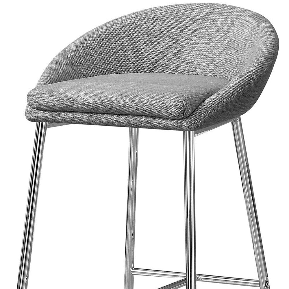 Set of Two 30" Gray and Silver Metal Low Back Bar Chairs-Bar Chairs-DECOROLALA