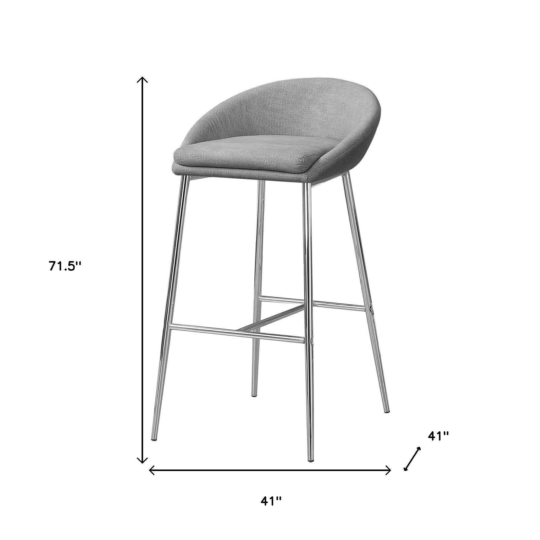 Set of Two 30" Gray and Silver Metal Low Back Bar Chairs-Bar Chairs-DECOROLALA