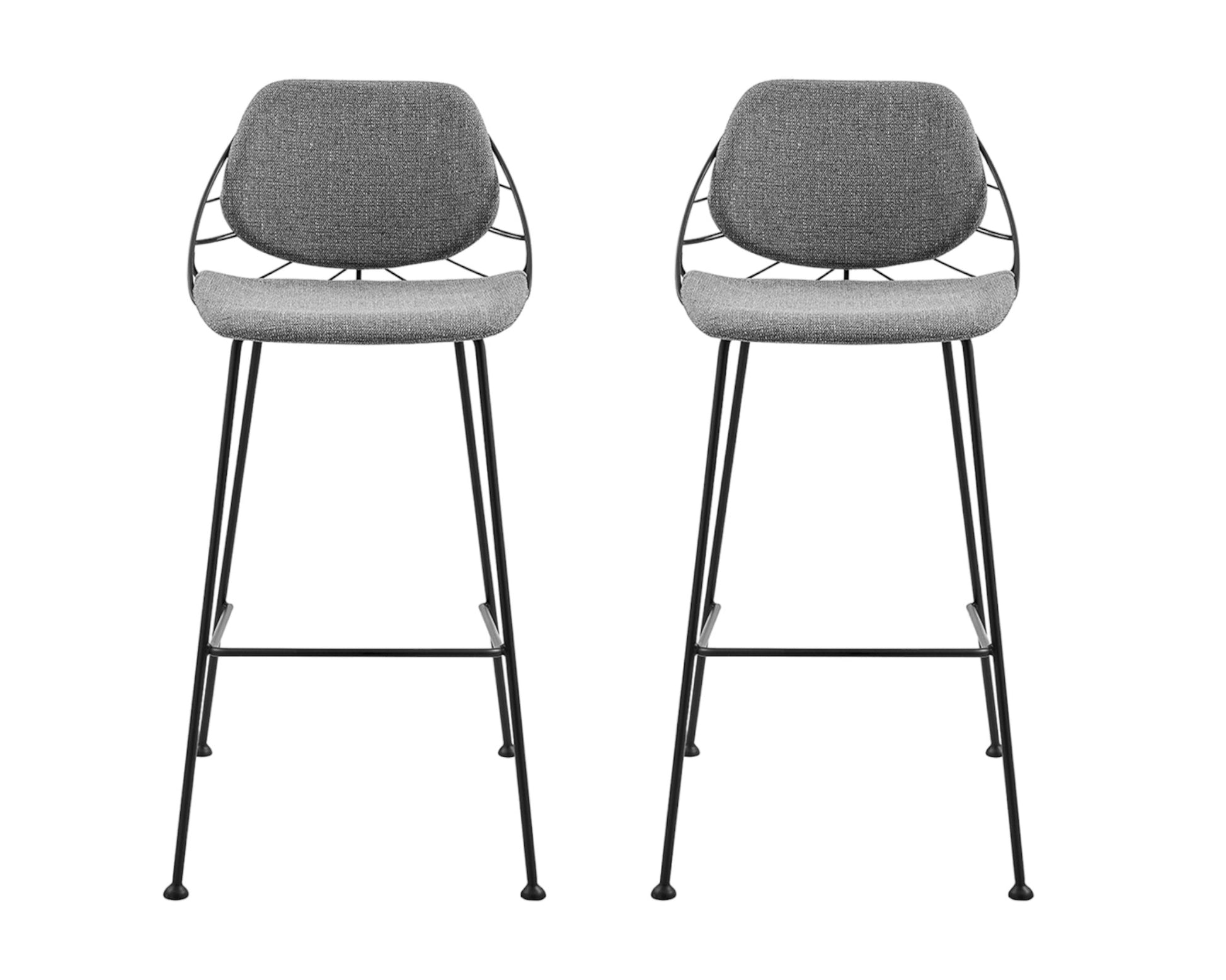 Set of Two 30" Light Gray And Black Steel Low Back Bar Height Bar Chairs-Bar Chairs-DECOROLALA