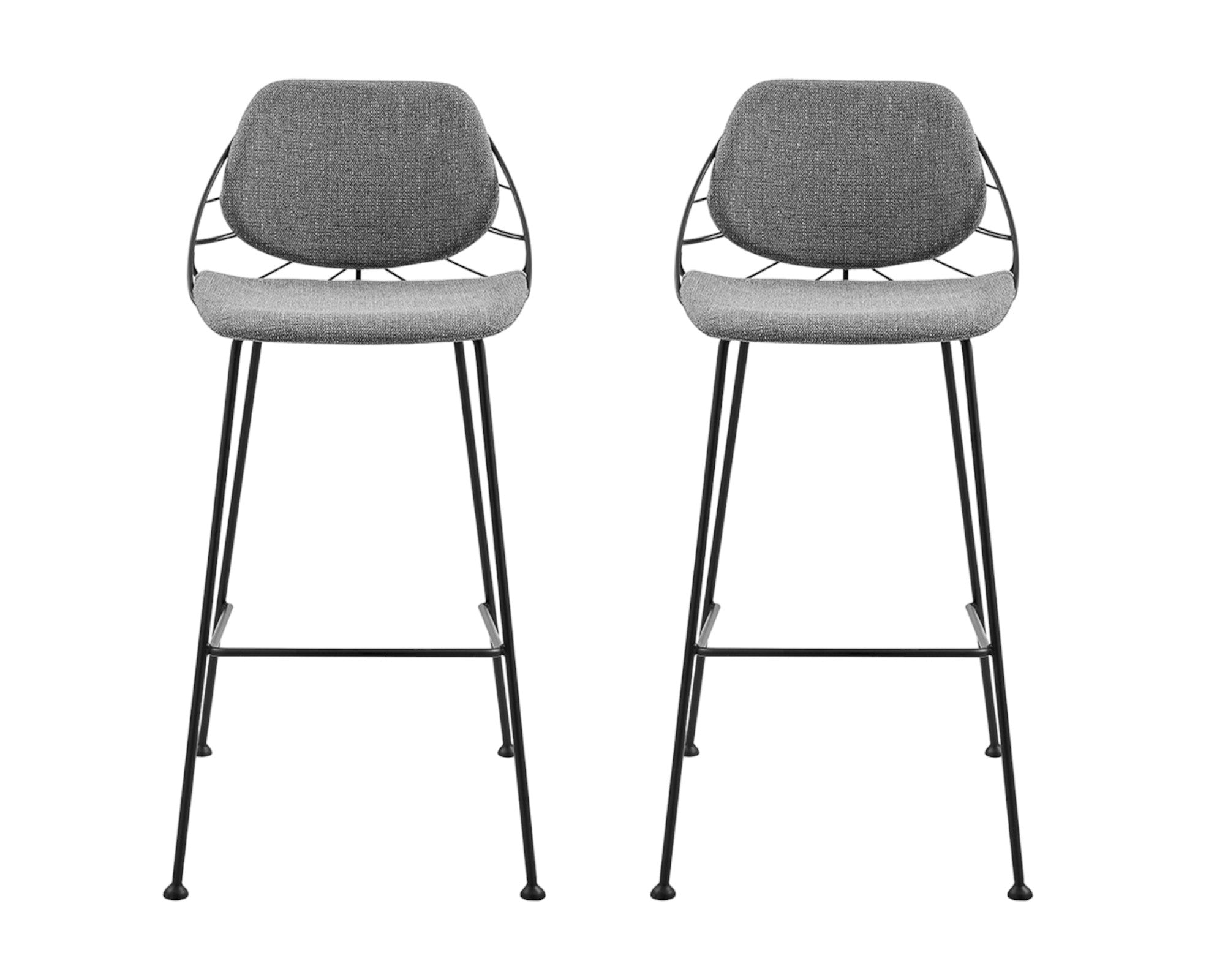 Set of Two 30" Light Gray And Black Steel Low Back Bar Height Bar Chairs-Bar Chairs-DECOROLALA