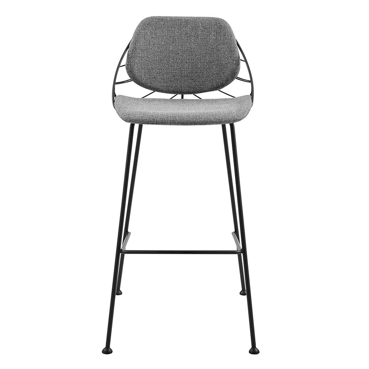 Set of Two 30" Light Gray And Black Steel Low Back Bar Height Bar Chairs-Bar Chairs-DECOROLALA
