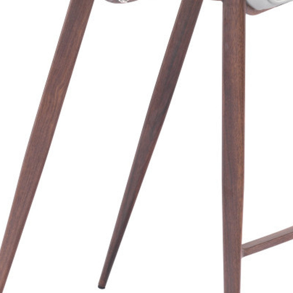 Set of Two 30" White And Brown Steel Low Back Bar Height Bar Chairs-Bar Chairs-DECOROLALA