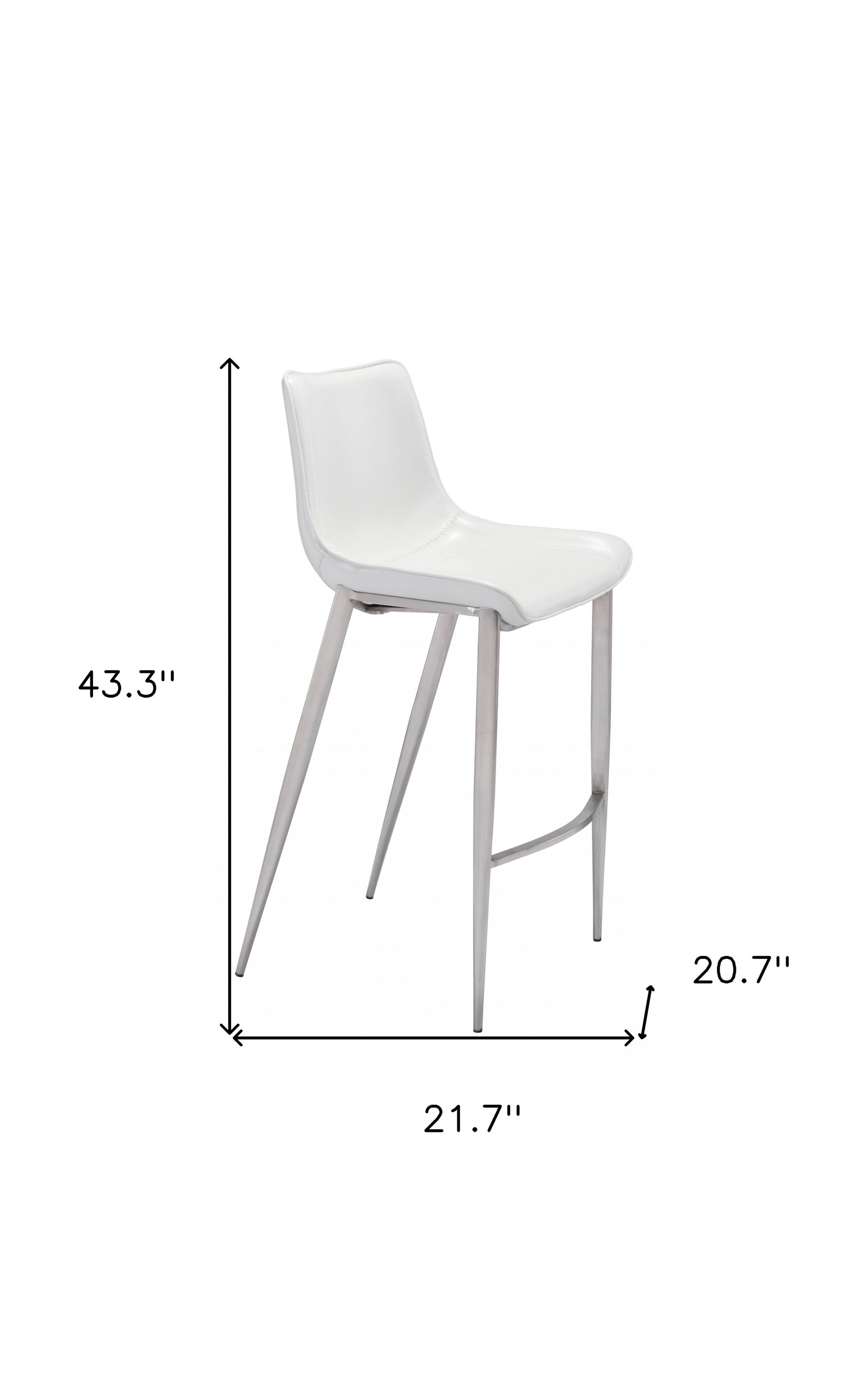Set of Two 30" White And Silver Steel Low Back Bar Height Bar Chairs-Bar Chairs-DECOROLALA