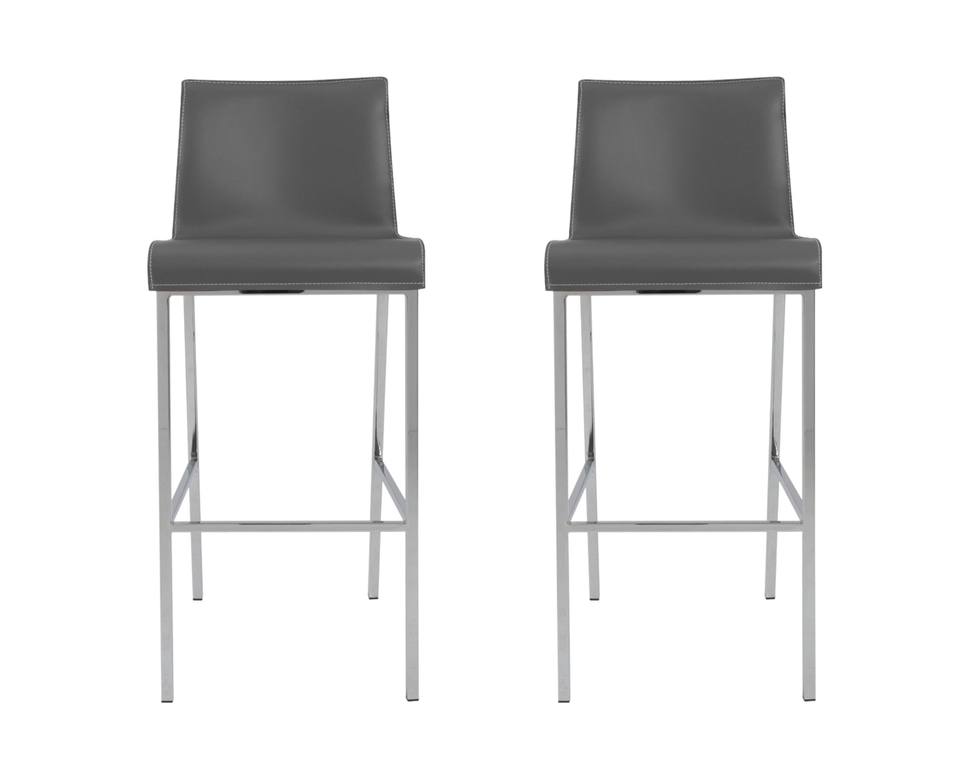 Set of Two 31" Gray And Silver Steel Low Back Bar Height Bar Chairs-Bar Chairs-DECOROLALA