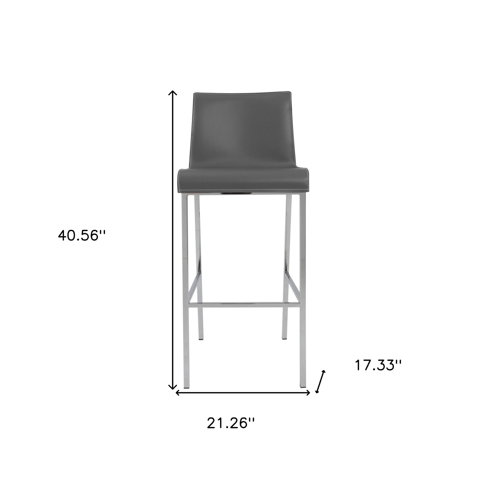 Set of Two 31" Gray And Silver Steel Low Back Bar Height Bar Chairs-Bar Chairs-DECOROLALA