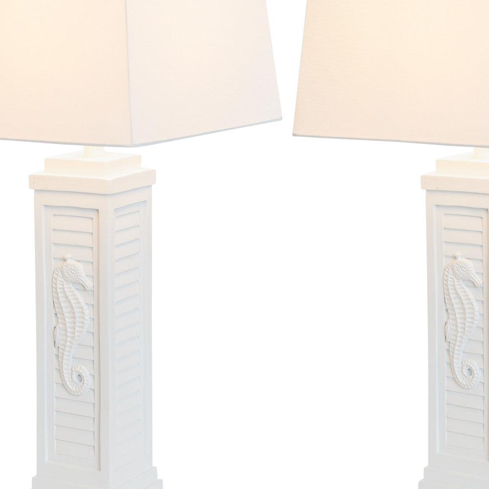 Set of Two 32" White Table Lamp With Off White Shade-Table Lamps-DECOROLALA
