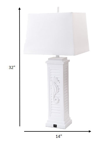 Set of Two 32" White Table Lamp With Off White Shade-Table Lamps-DECOROLALA
