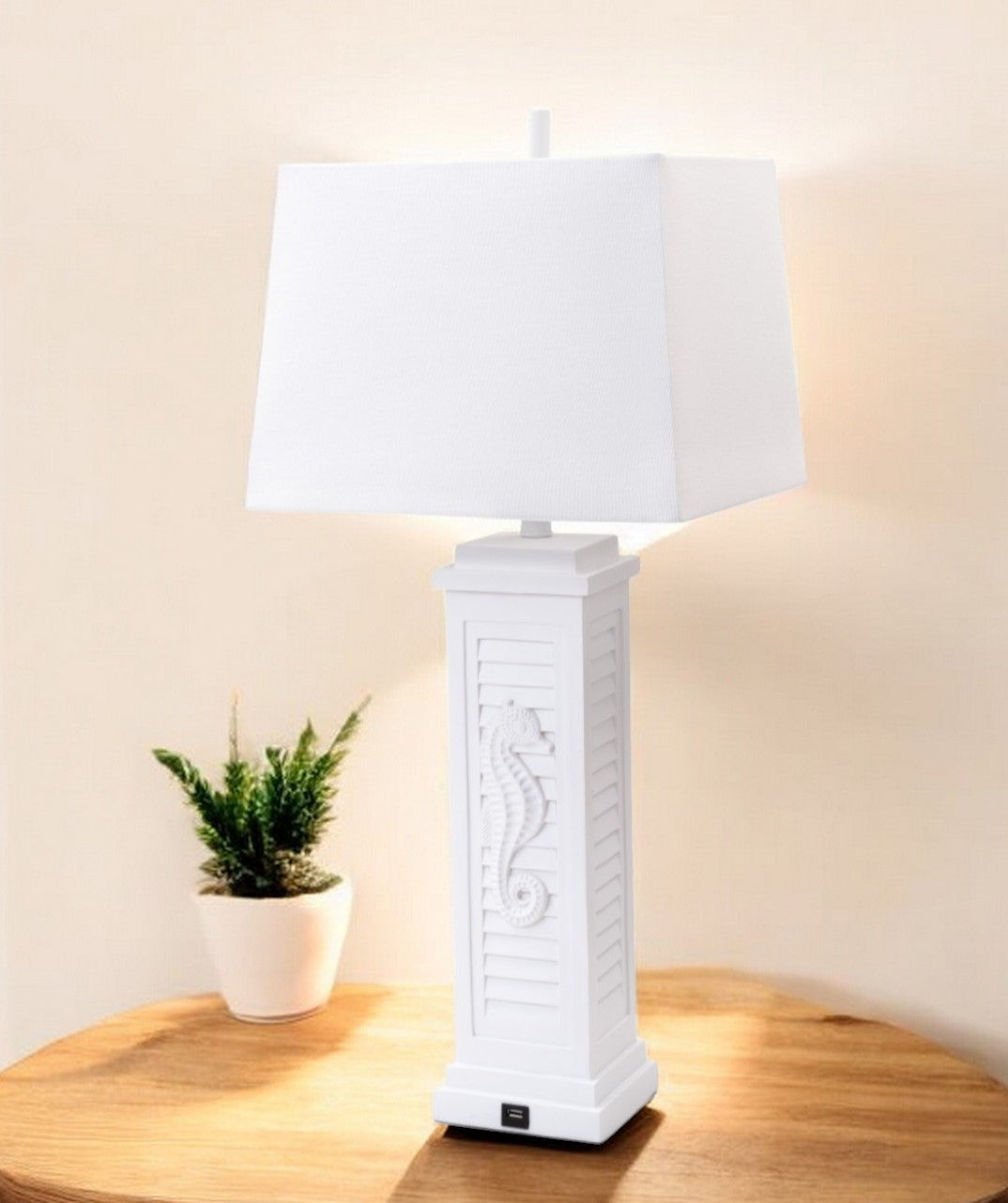 Set of Two 32" White Table Lamp With Off White Shade-Table Lamps-DECOROLALA