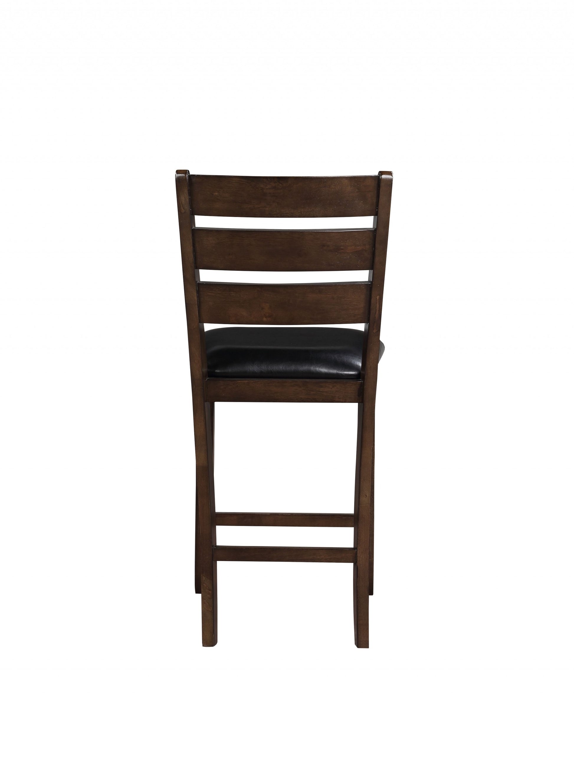 Set of Two 41" Black and Brown Faux Leather and Solid Wood Counter Height Bar Chairs-Bar Chairs-DECOROLALA