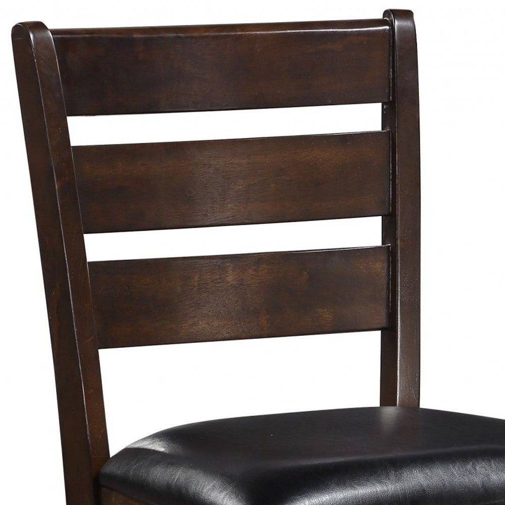 Set of Two 41" Black and Brown Faux Leather and Solid Wood Counter Height Bar Chairs-Bar Chairs-DECOROLALA