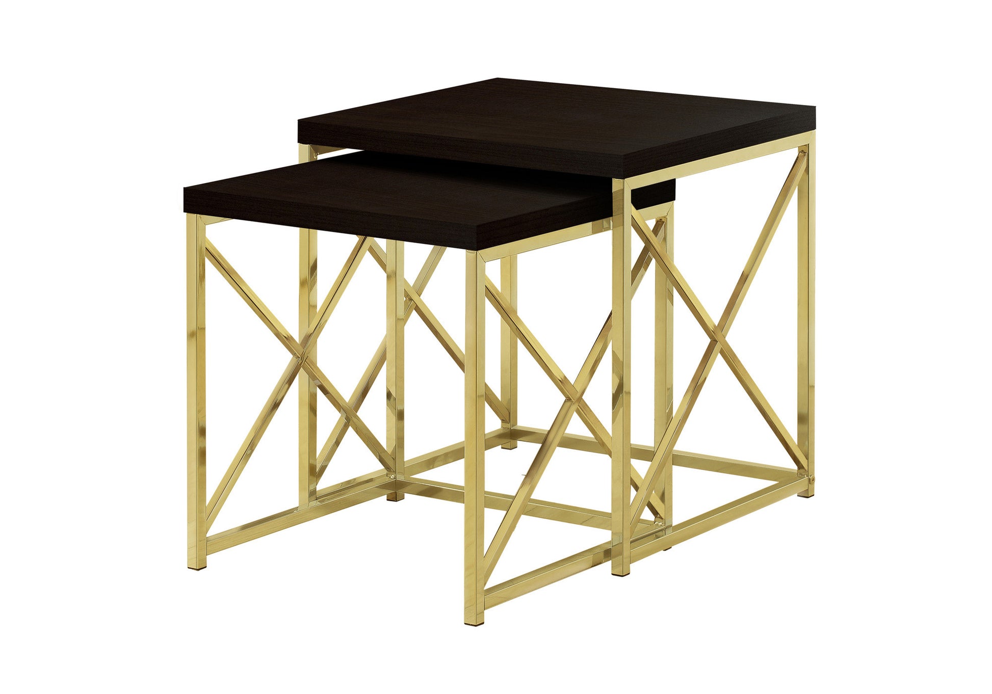 Set of Two 41" Gold And Brown Nested Tables-End-Side Tables-DECOROLALA
