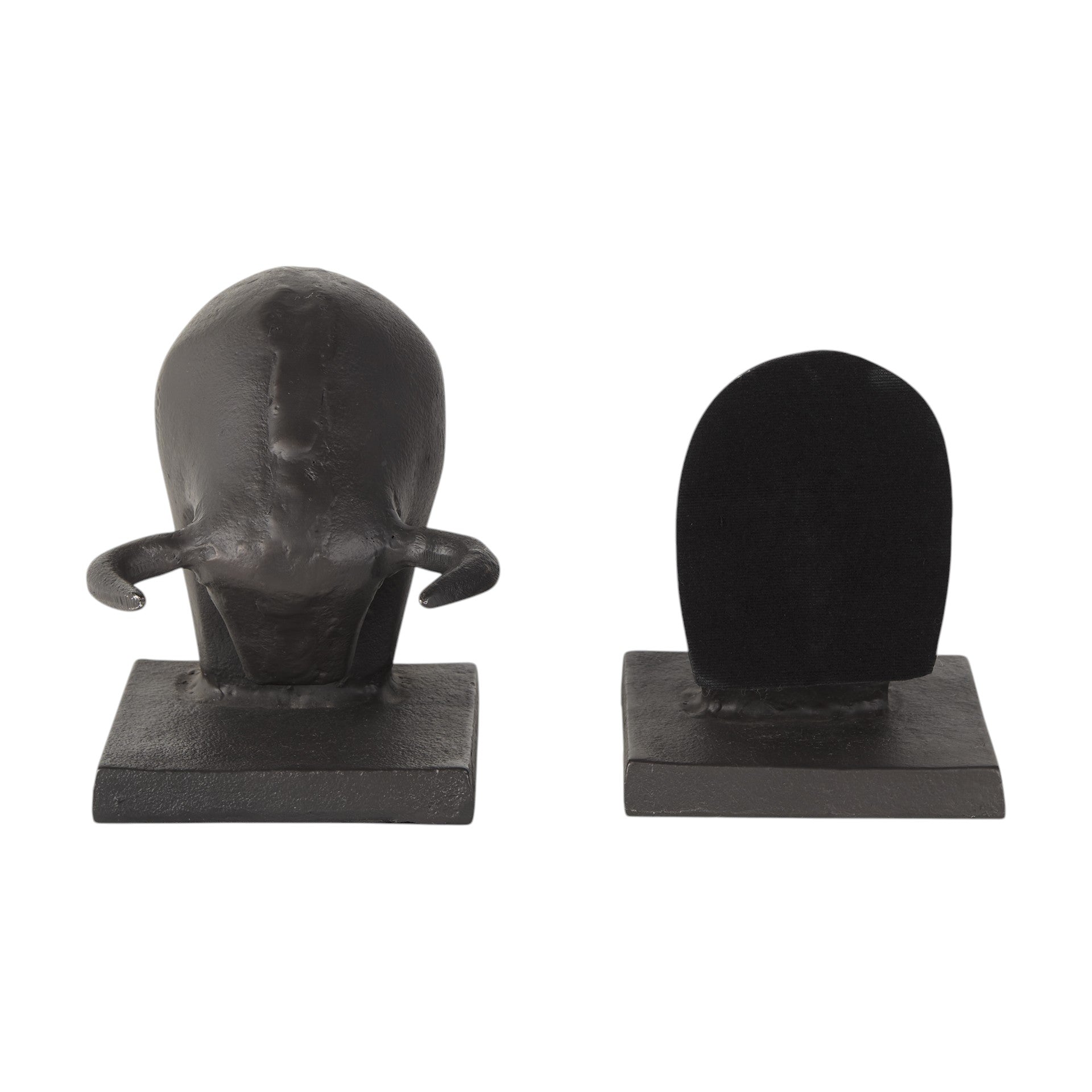Set of Two 6" Black Metal Bull Decorative Bookends-Sculptures-DECOROLALA