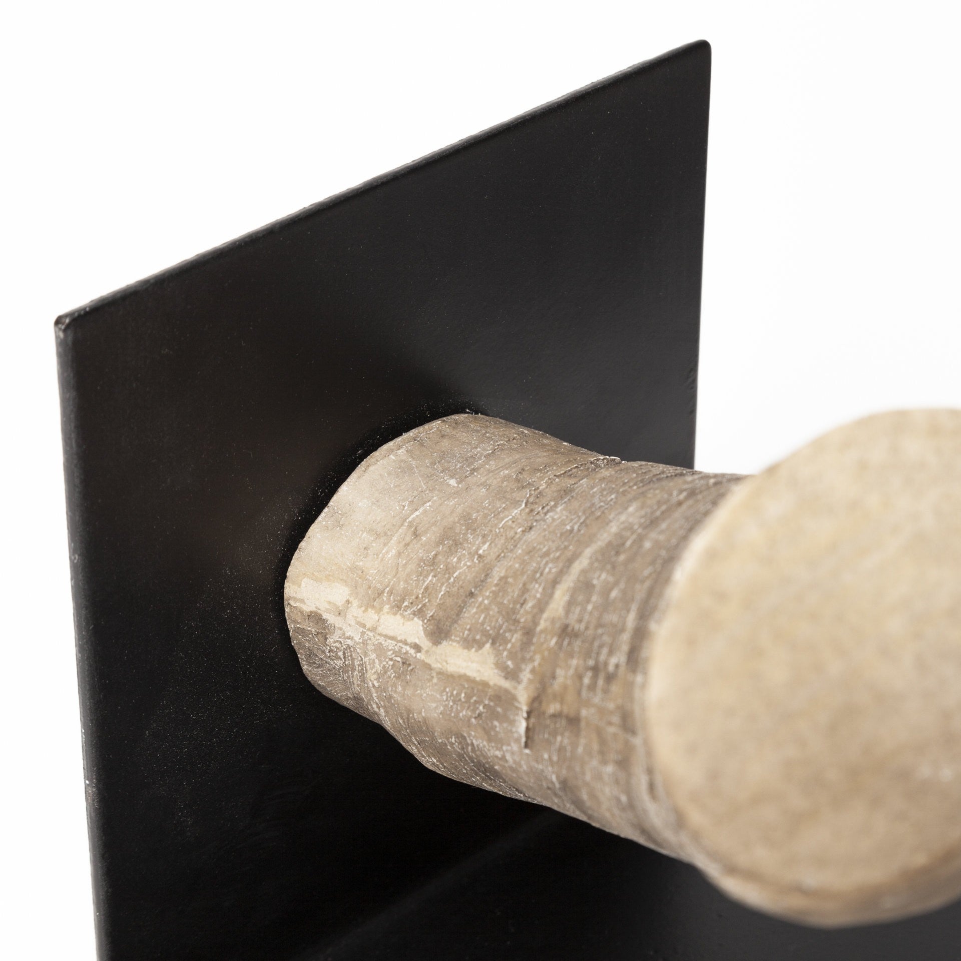 Set of Two 6" Brown and Black Ceramic Horn Decorative Bookends-Sculptures-DECOROLALA