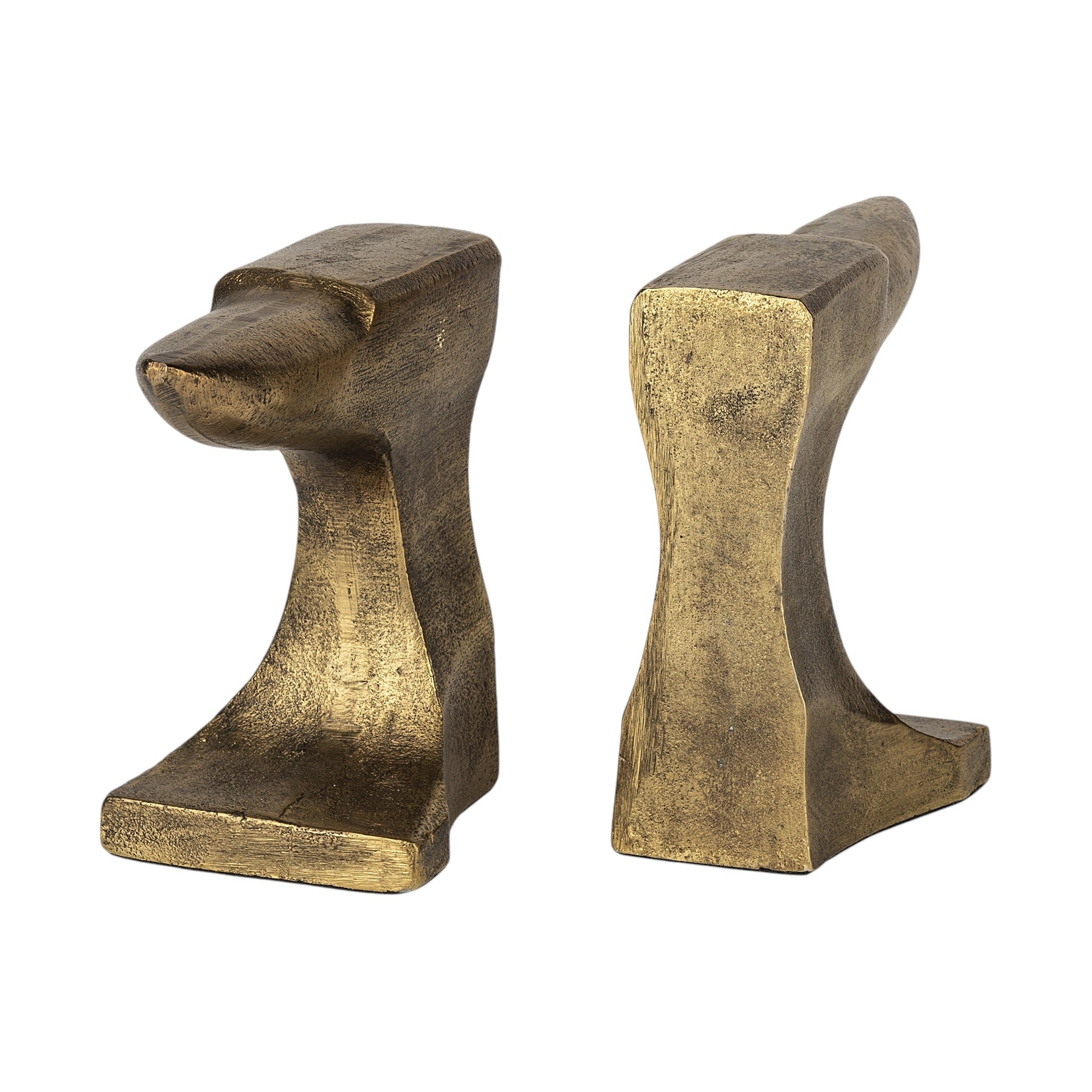 Set of Two 6" Gold Metal Decorative Bookends-Sculptures-DECOROLALA
