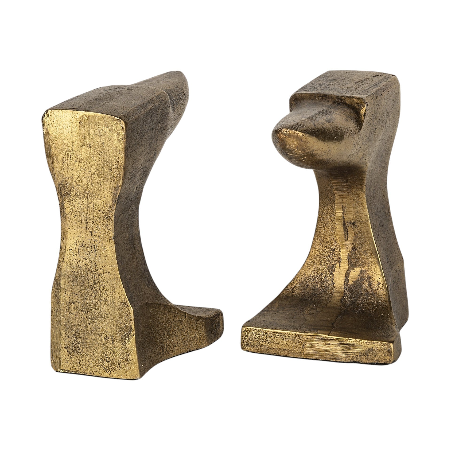 Set of Two 6" Gold Metal Decorative Bookends-Sculptures-DECOROLALA