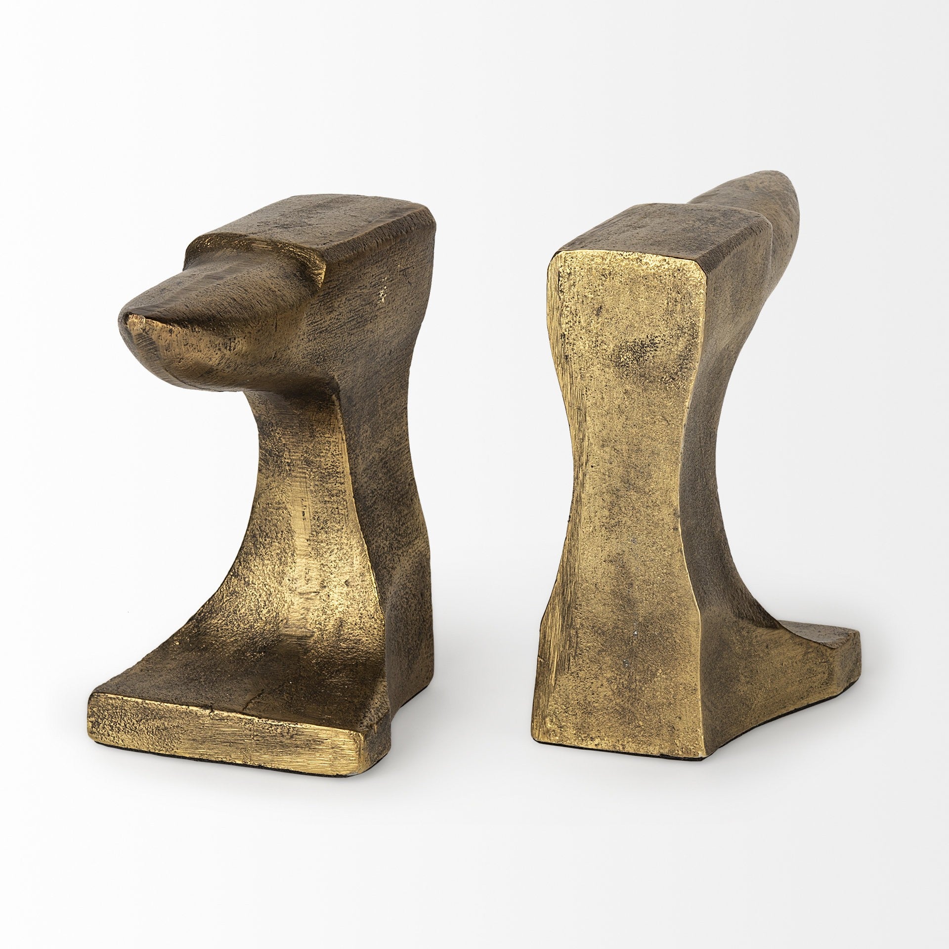 Set of Two 6" Gold Metal Decorative Bookends-Sculptures-DECOROLALA