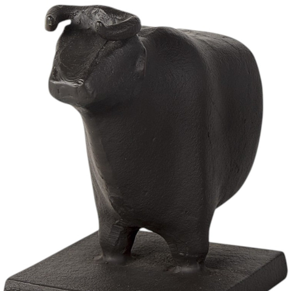 Set of Two 7" Black Fabric Bull Decorative Bookends-Sculptures-DECOROLALA