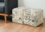 Set of Two Beige And Black Faux Leather Cube Ottoman-Ottomans-DECOROLALA