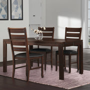 Set of Two Black And Dark Brown Upholstered Faux Leather Slat Back Dining Side Chairs-Dining Chairs-DECOROLALA