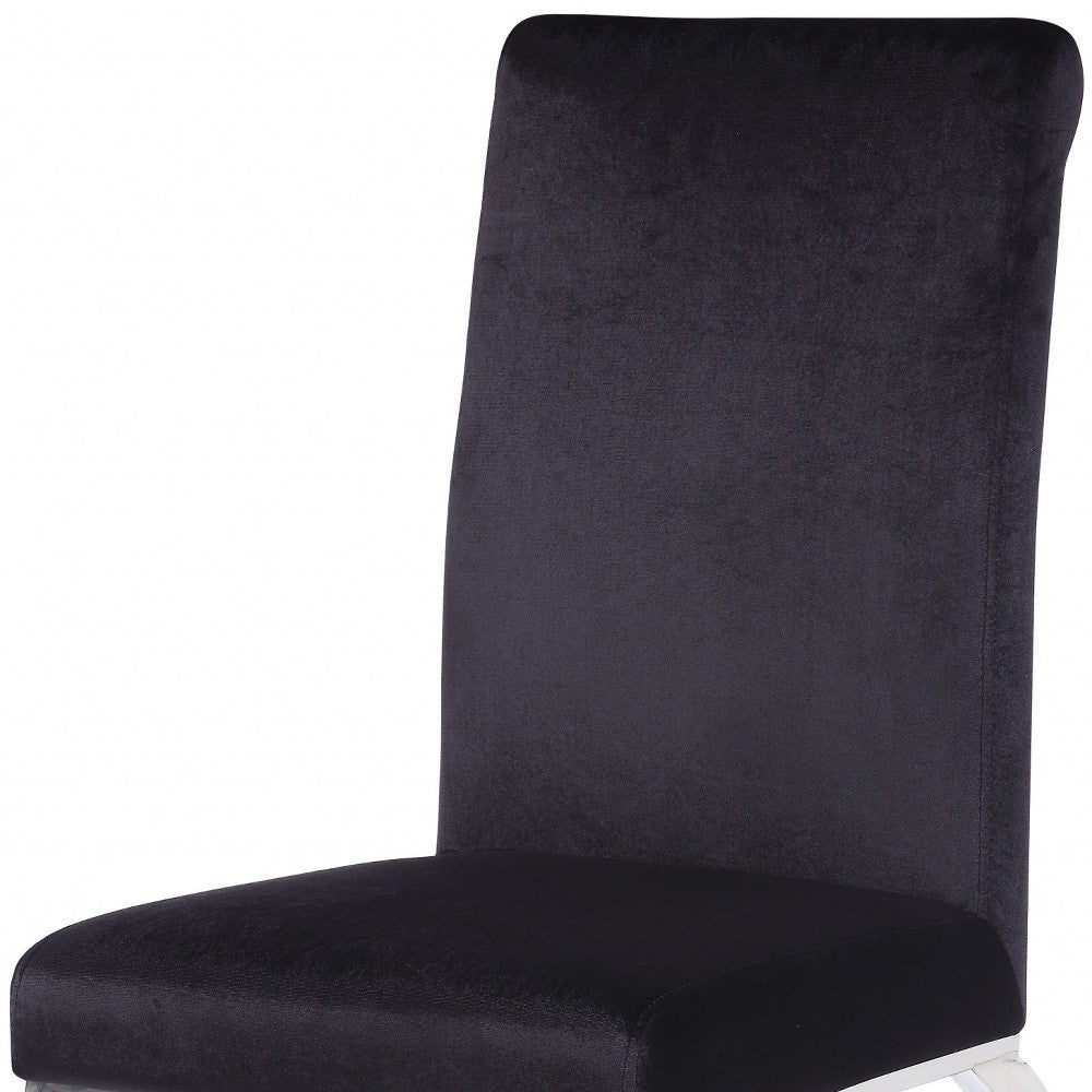 Set of Two Black And Silver Upholstered Fabric Dining Side Chairs-Dining Chairs-DECOROLALA