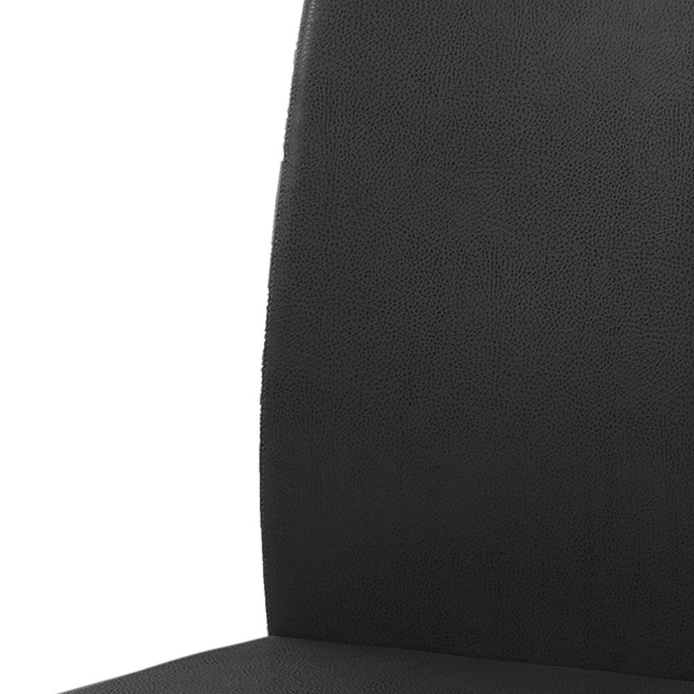 Set of Two Black And Silver Upholstered Faux Leather Dining Side Chairs-Dining Chairs-DECOROLALA