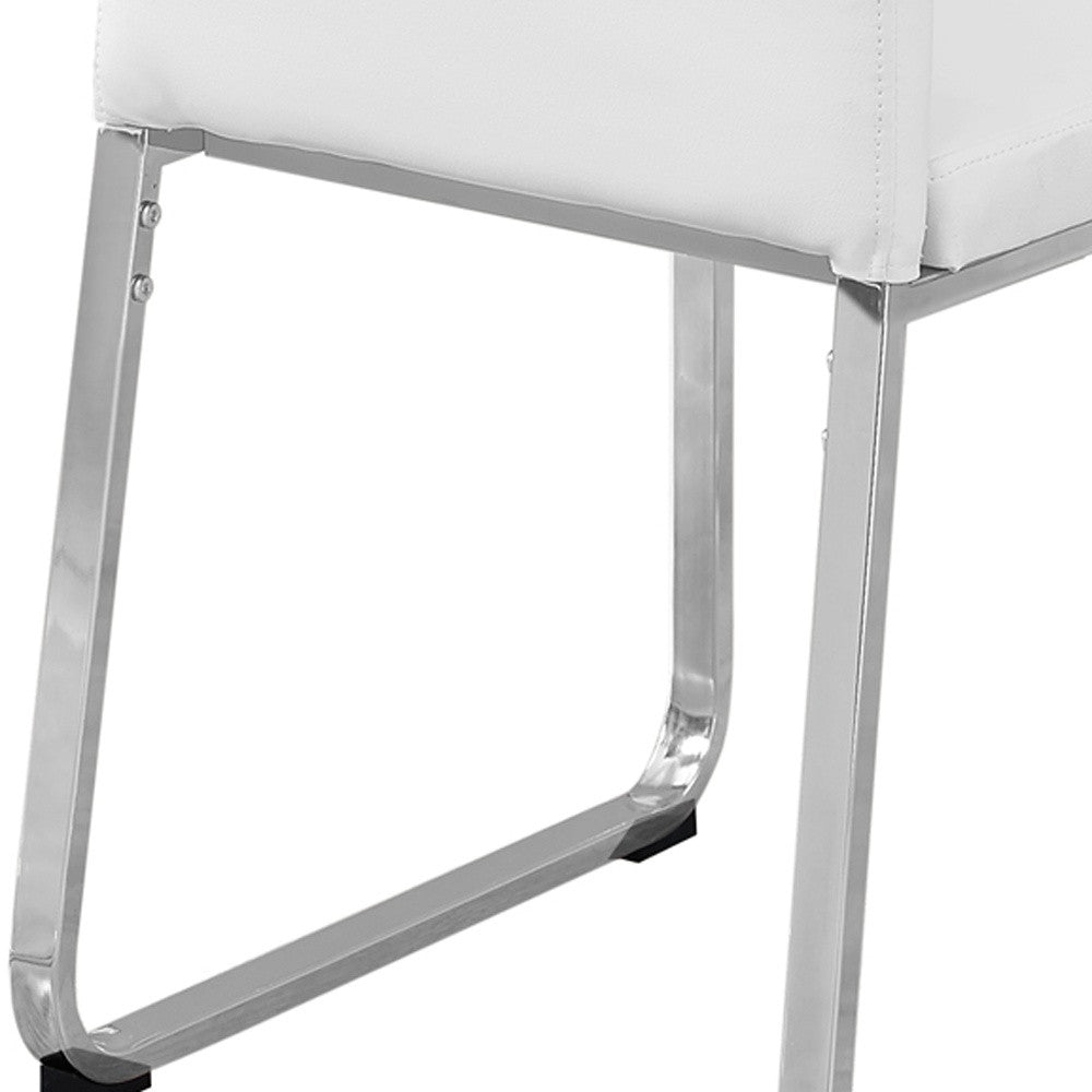 Set of Two Black And Silver Upholstered Faux Leather Dining Side Chairs-Dining Chairs-DECOROLALA