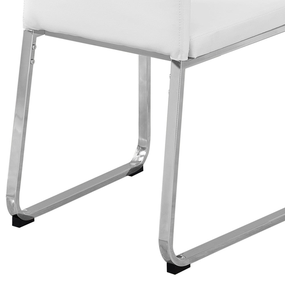 Set of Two Black And Silver Upholstered Faux Leather Dining Side Chairs-Dining Chairs-DECOROLALA