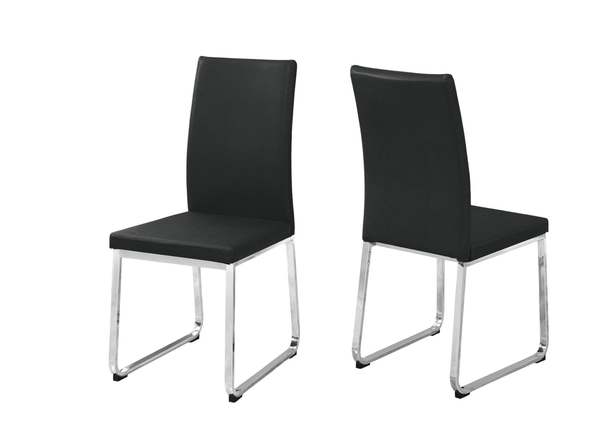 Set of Two Black And Silver Upholstered Faux Leather Dining Side Chairs-Dining Chairs-DECOROLALA