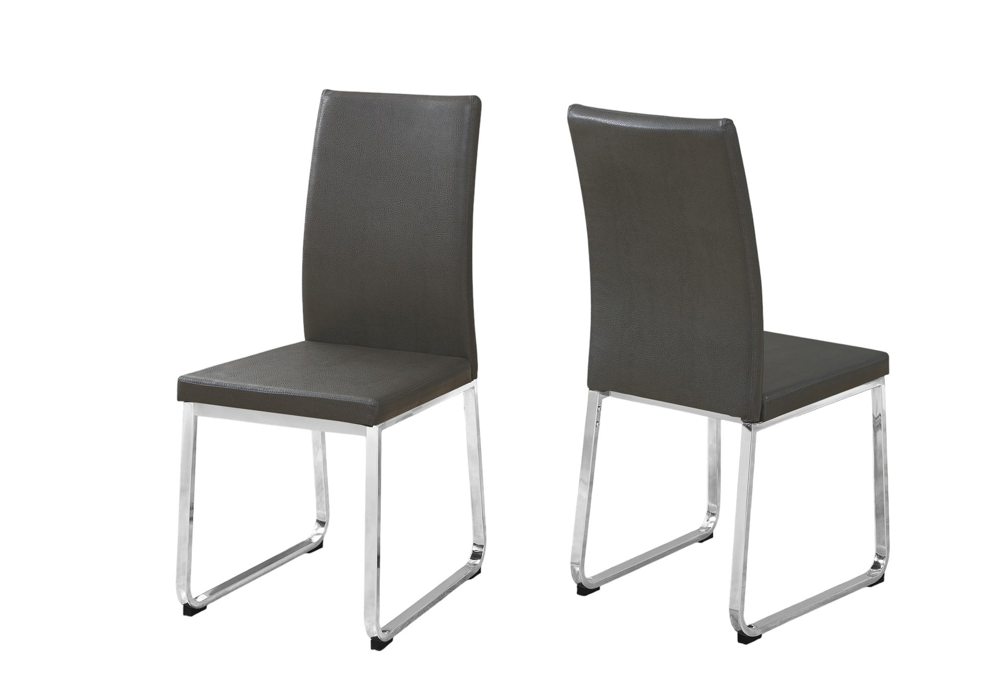 Set of Two Black And Silver Upholstered Faux Leather Dining Side Chairs-Dining Chairs-DECOROLALA