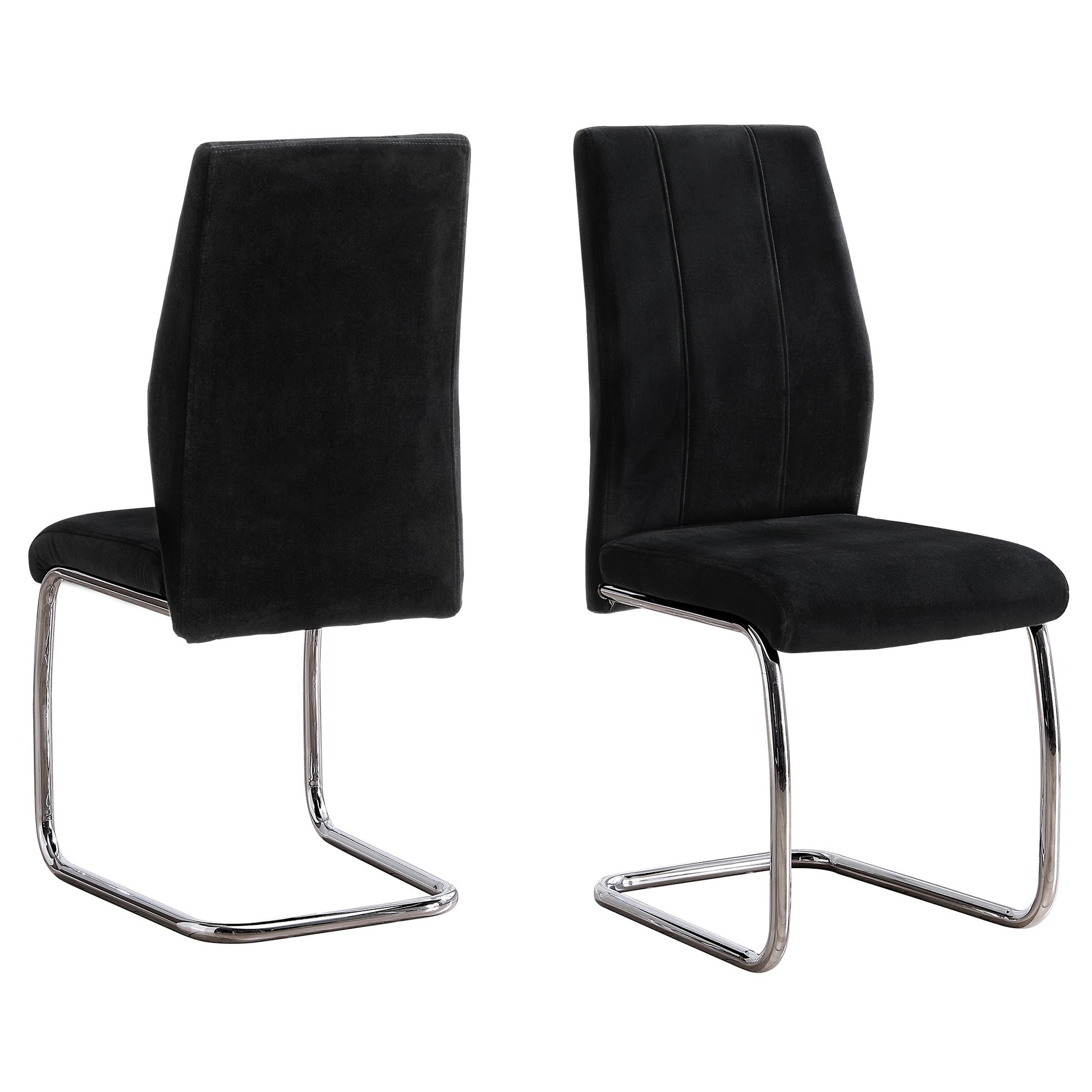Set of Two Black And Silver Upholstered Velvet Dining Side Chairs-Dining Chairs-DECOROLALA
