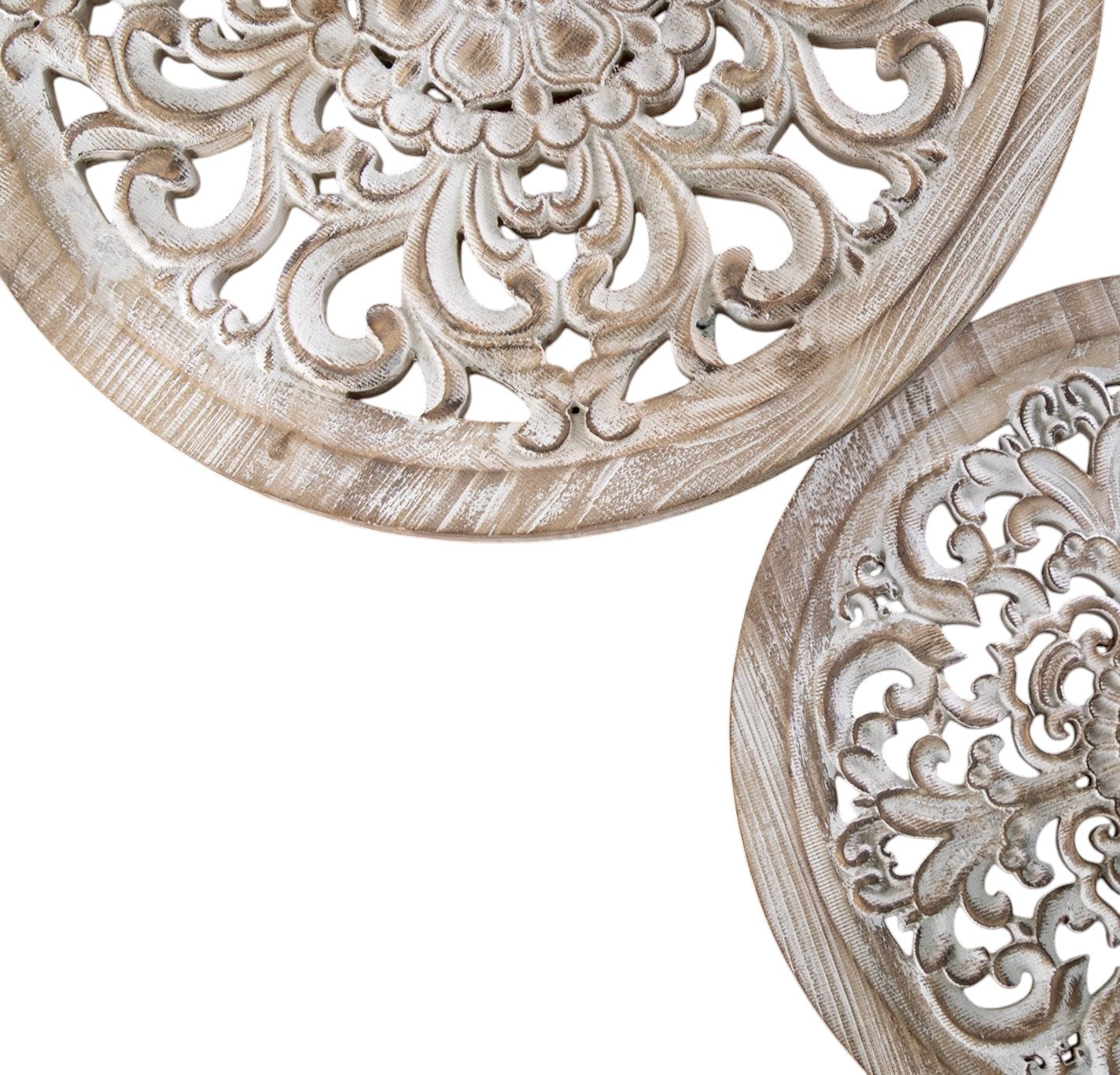 Set of Two Black And White Distressed Wood And Iron Round Nested Tables-End-Side Tables-DECOROLALA