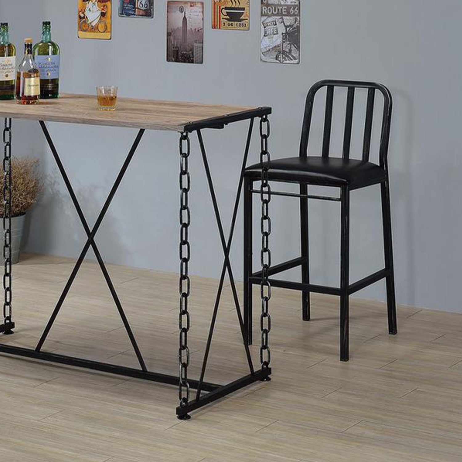 Set of Two " Black Iron Bar Chairs-Bar Chairs-DECOROLALA