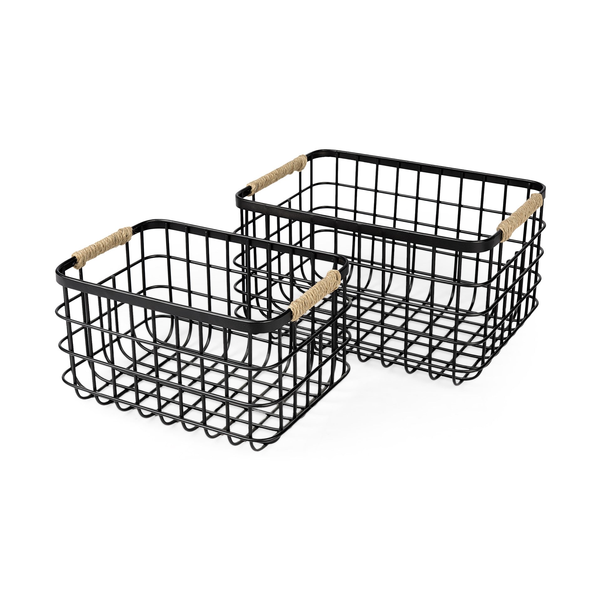 Set of Two Black Metal Basket-Organizers-DECOROLALA