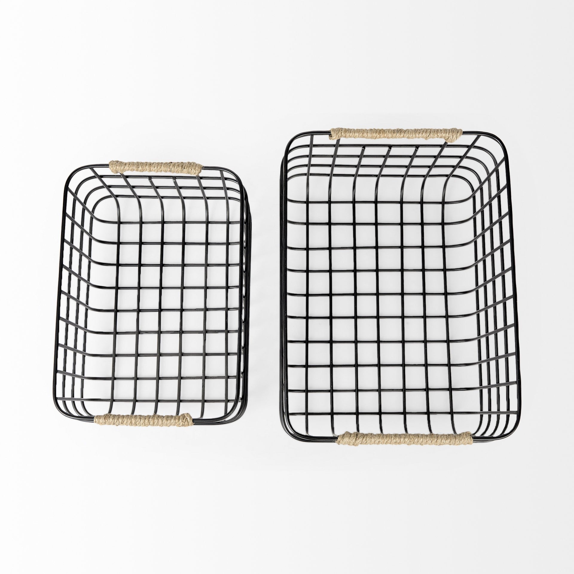 Set of Two Black Metal Basket-Organizers-DECOROLALA