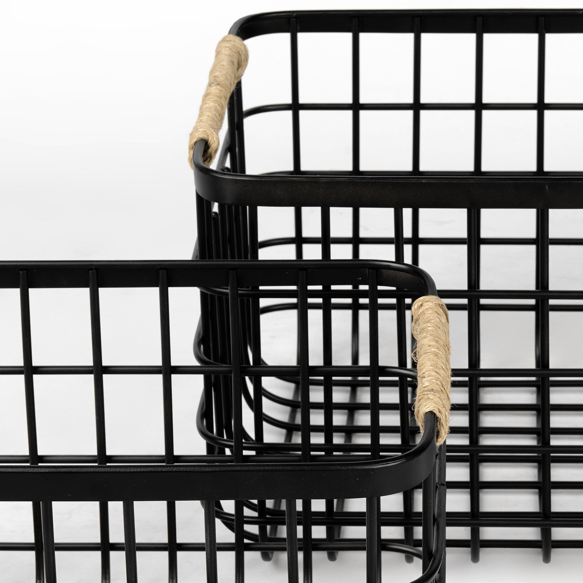 Set of Two Black Metal Basket-Organizers-DECOROLALA