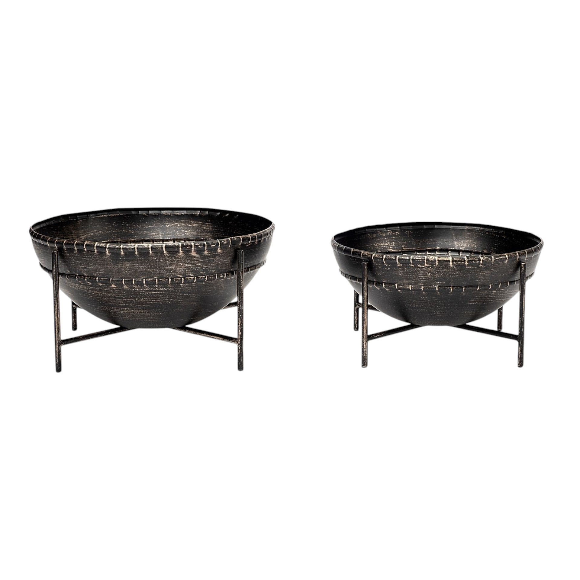 Set of Two Black Metal Decorative Bowl-Sculptures-DECOROLALA