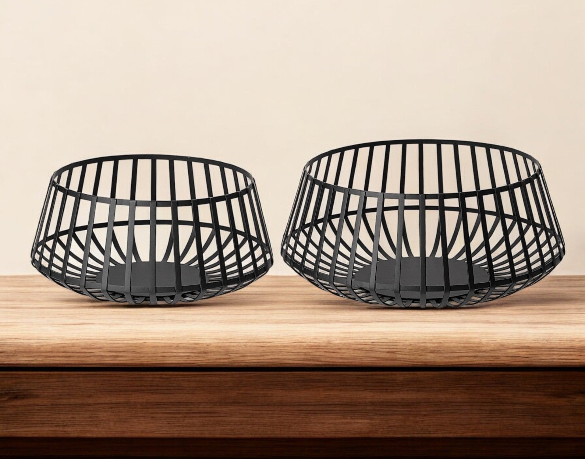 Set of Two Black Metal Decorative Bowl-Sculptures-DECOROLALA